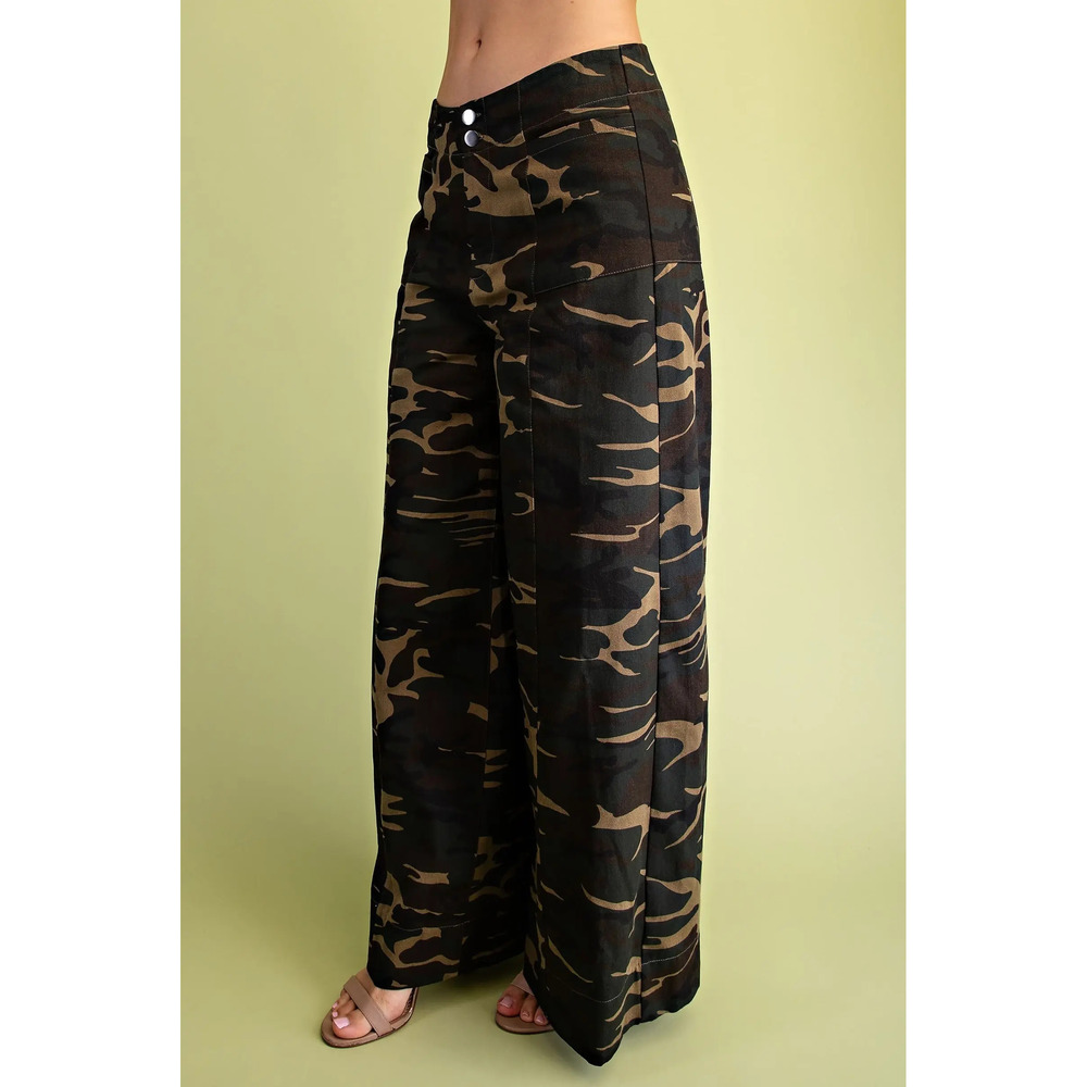 TY1249 CAMO Gigio Wide Leg Pants Denim Like Fabric Various Sizes - Picture 2 of 4